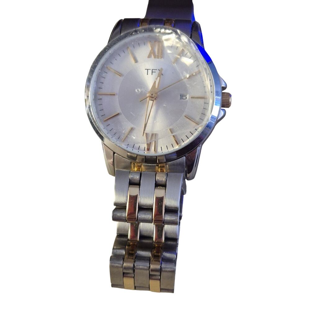 TFX by Bulova Women’s Watch Large Dial Date Gold Silver Tone Bracelet Minimalist